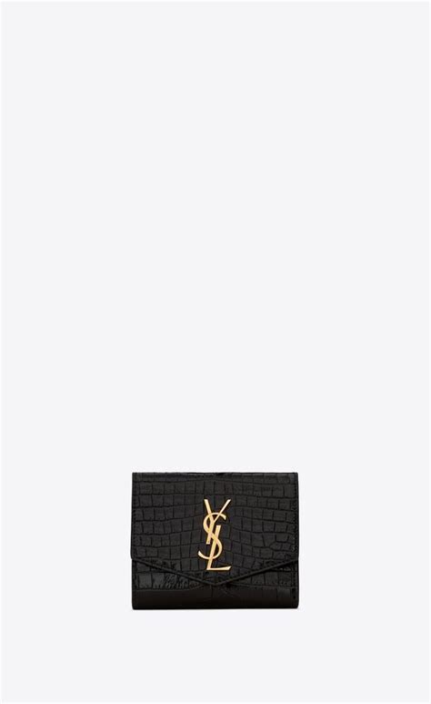 ysl monogram cocodrillo|UPTOWN Compact wallet in crocodile.